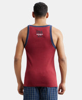 Super Combed Cotton Rib Square Neck Gym Vest with Graphic Print #US54