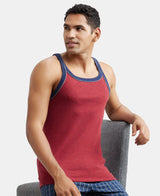 Super Combed Cotton Rib Square Neck Gym Vest with Graphic Print #US54