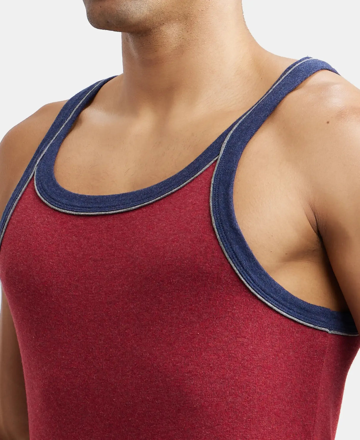 Super Combed Cotton Rib Square Neck Gym Vest with Graphic Print #US54