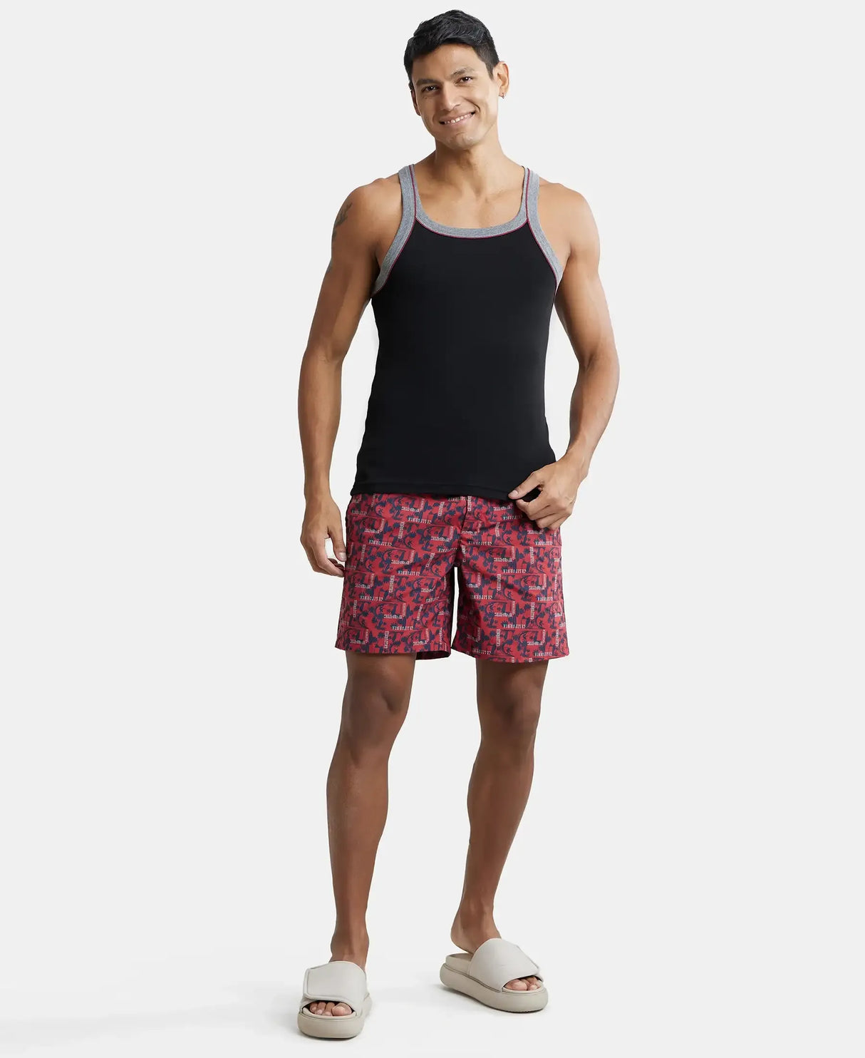 Super Combed  Boxer Shorts with Side Pocket #US57 - Brick Red