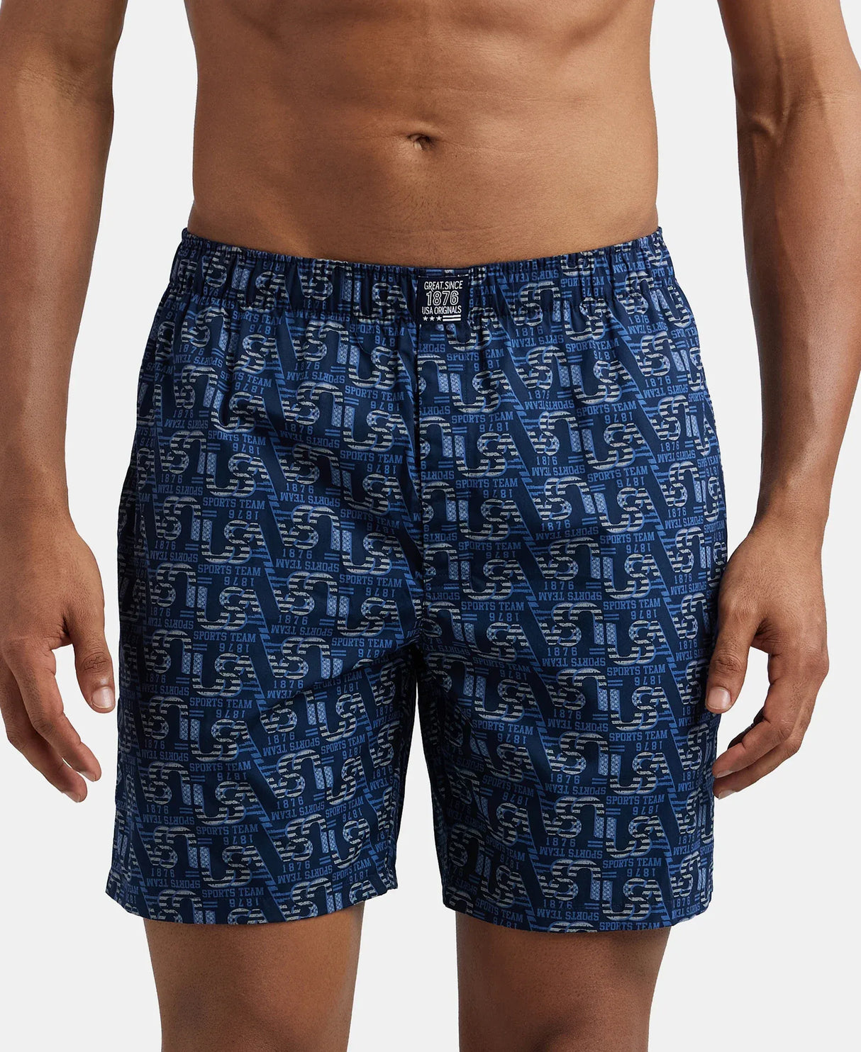 Super Combed  Boxer Shorts with Side Pocket #US57 - Navy Nickle