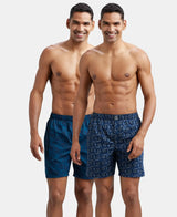 Super Combed  Boxer Shorts with Side Pocket #US57 Pack Of 2 - Navy Seaport Teal