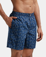 Super Combed  Boxer Shorts with Side Pocket #US57 Pack Of 2 - Navy Seaport Teal