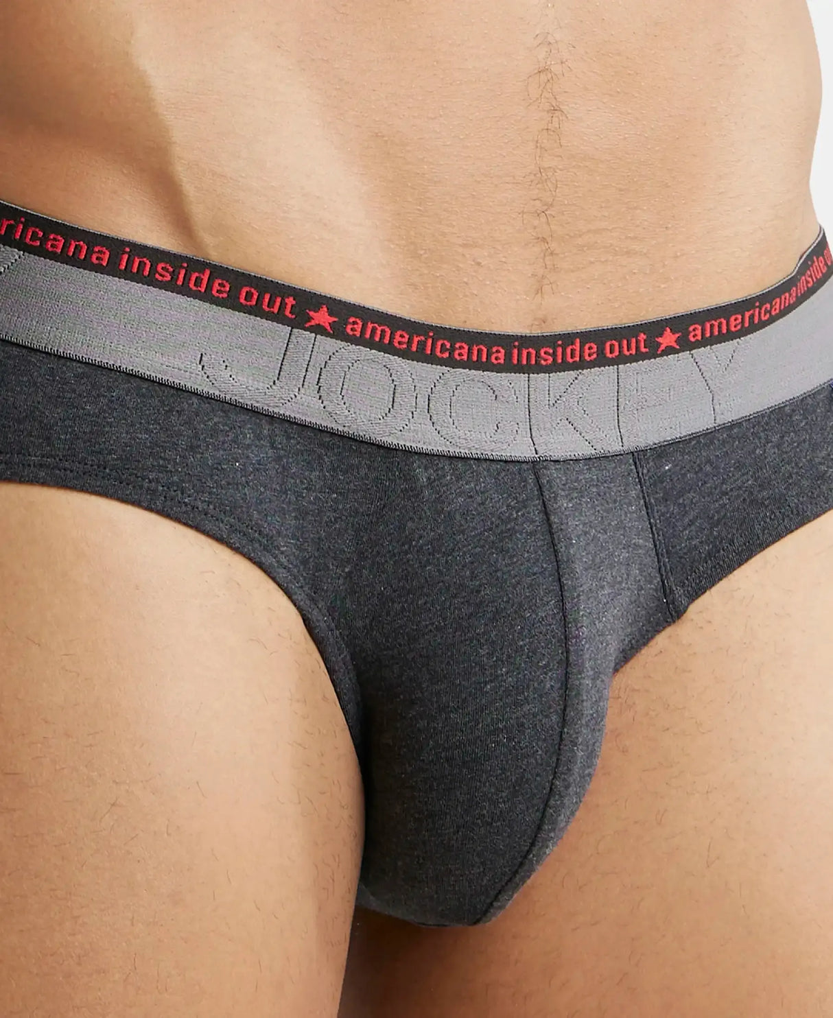 JOCKEY Super Combed Cotton Solid Brief with Ultrasoft Waistband #US59- Black Melange