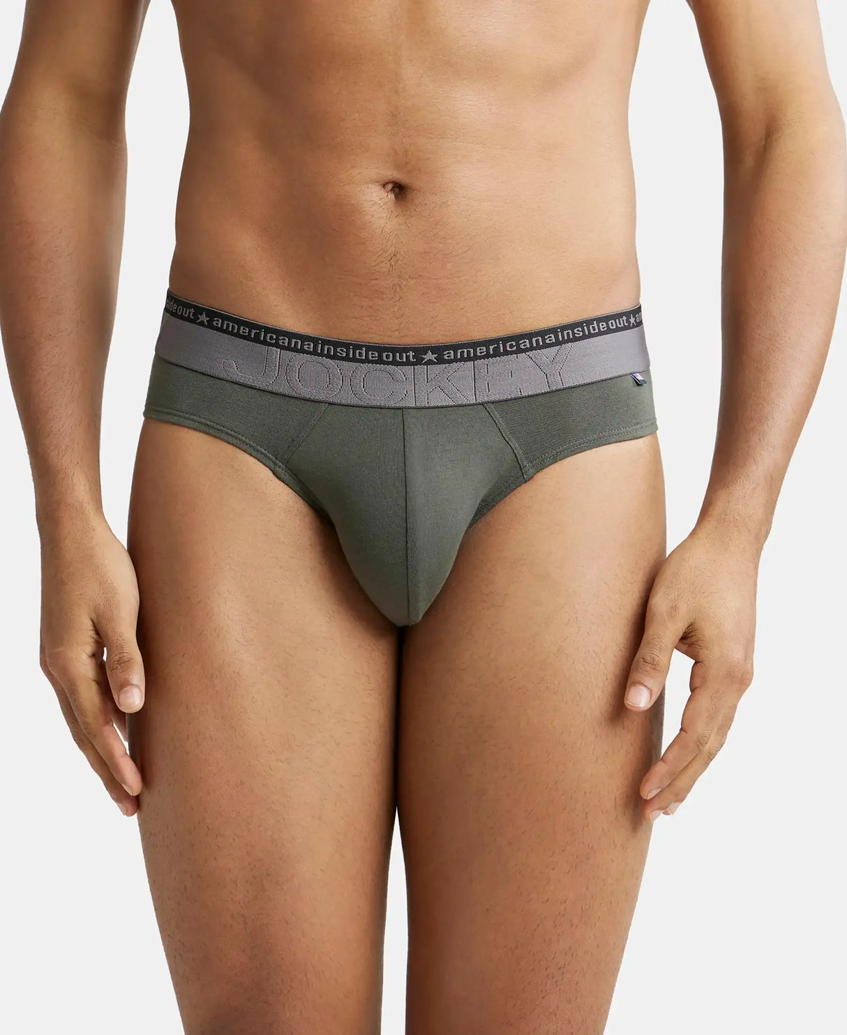 JOCKEY Super Combed Cotton Solid Brief with Ultrasoft Waistband #US59- Deep Olive