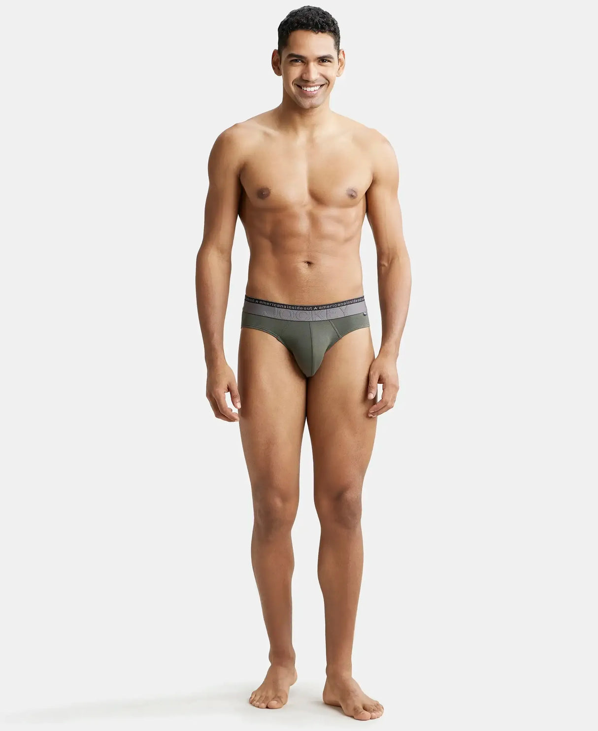 JOCKEY Super Combed Cotton Solid Brief with Ultrasoft Waistband #US59- Deep Olive