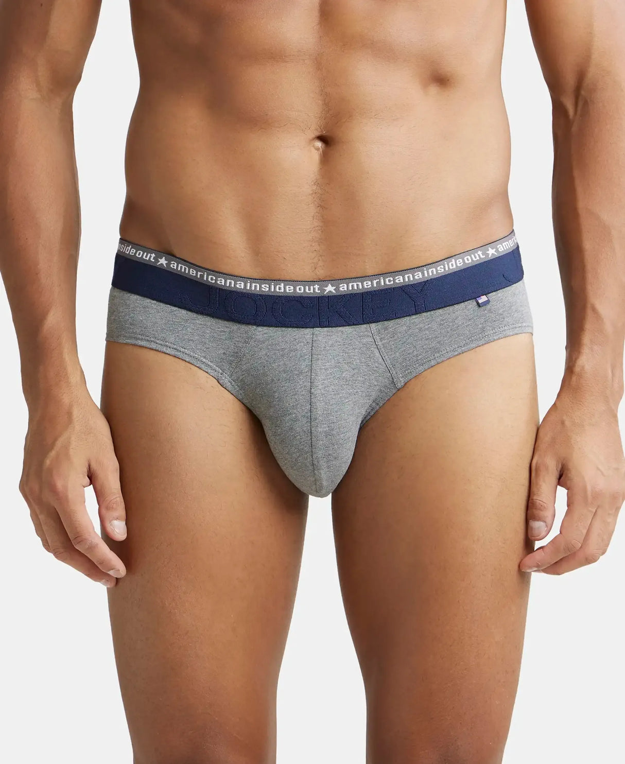 JOCKEY Super Combed Cotton Solid Brief with Ultrasoft Waistband #US59- Mid Grey Melange