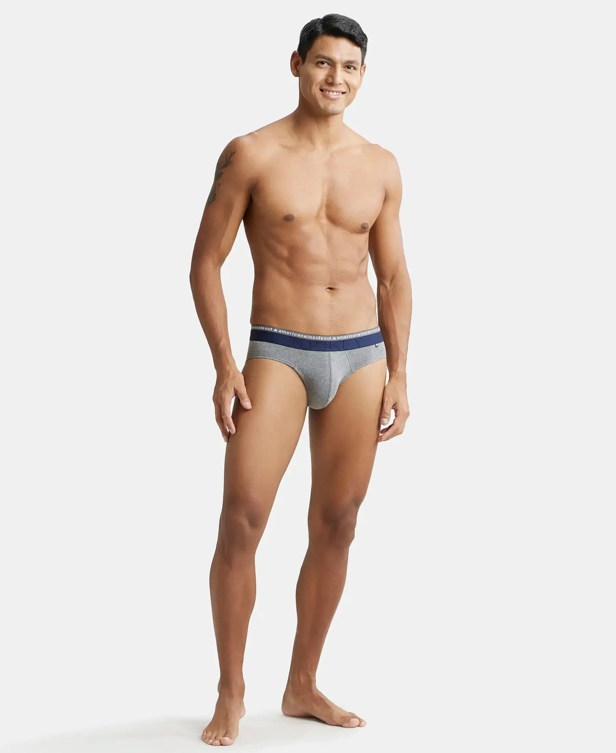 JOCKEY Super Combed Cotton Solid Brief with Ultrasoft Waistband #US59- Mid Grey Melange