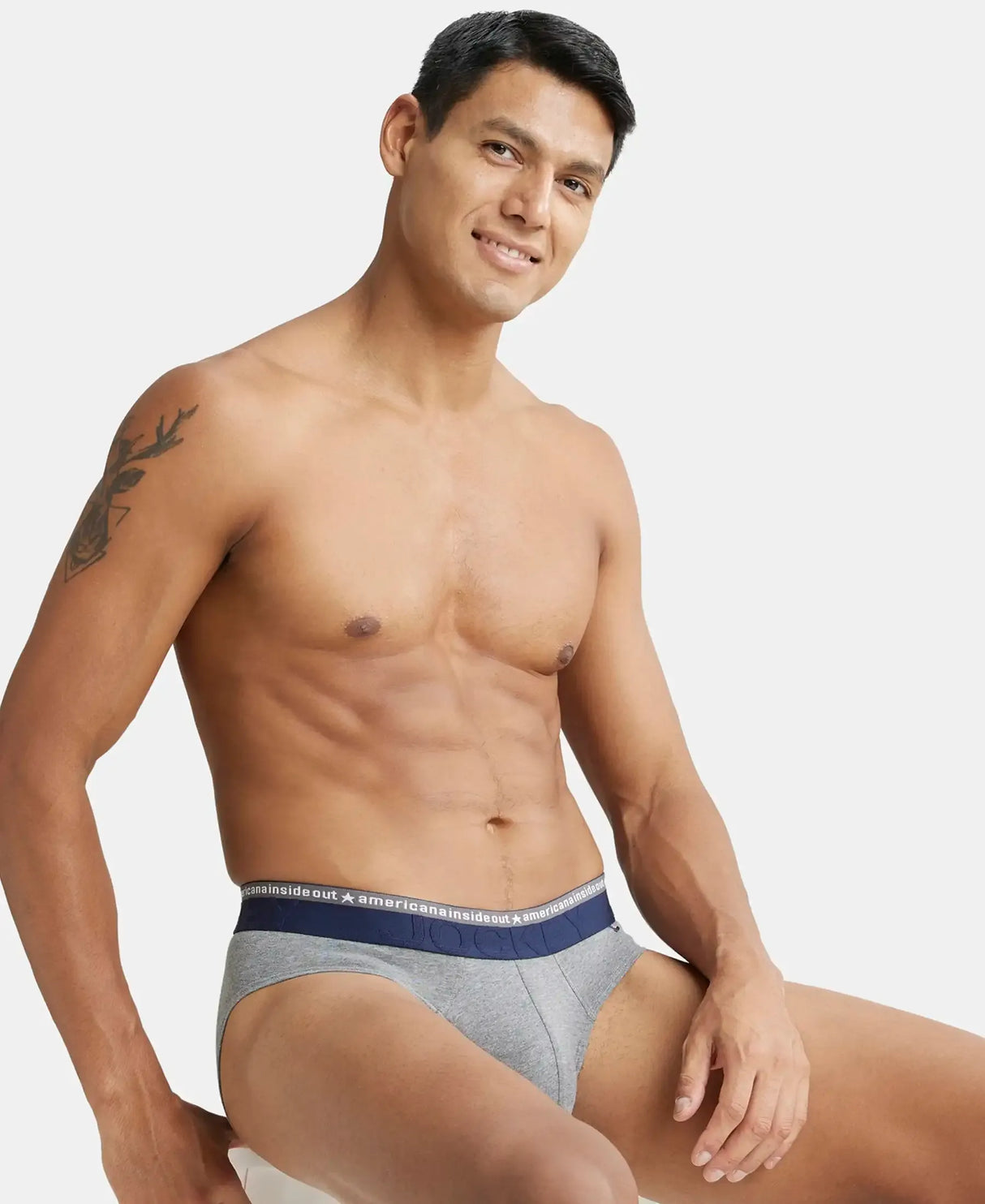 JOCKEY Super Combed Cotton Solid Brief with Ultrasoft Waistband #US59- Mid Grey Melange