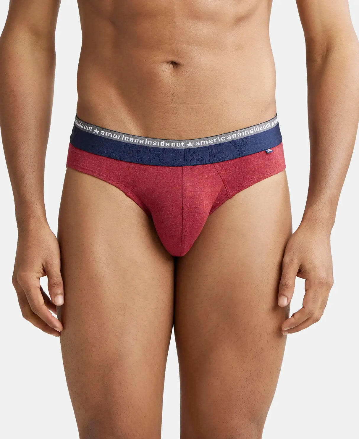 JOCKEY Super Combed Cotton Solid Brief with Ultrasoft Waistband #US59- Red Melange