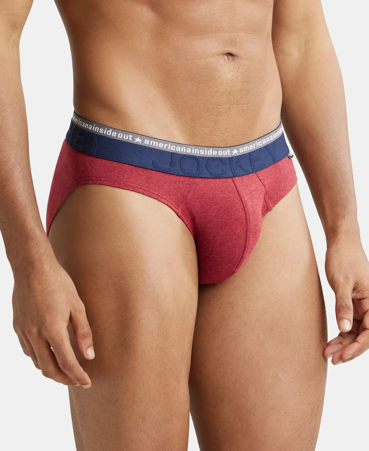 JOCKEY Super Combed Cotton Solid Brief with Ultrasoft Waistband #US59- Red Melange