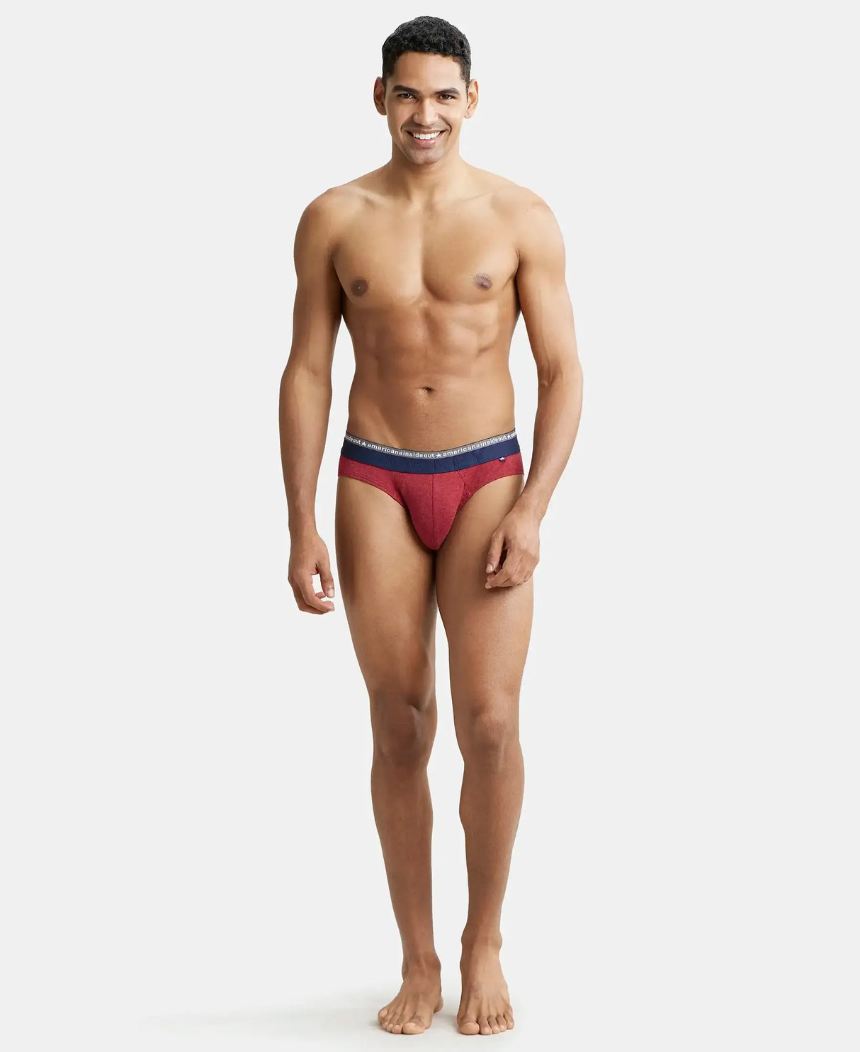 JOCKEY Super Combed Cotton Solid Brief with Ultrasoft Waistband #US59- Red Melange