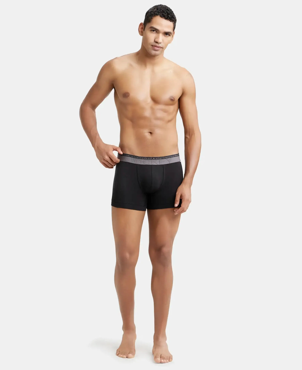 JOCKEY Super Combed Cotton Solid Trunk with Ultrasoft Waistband #US60- Black