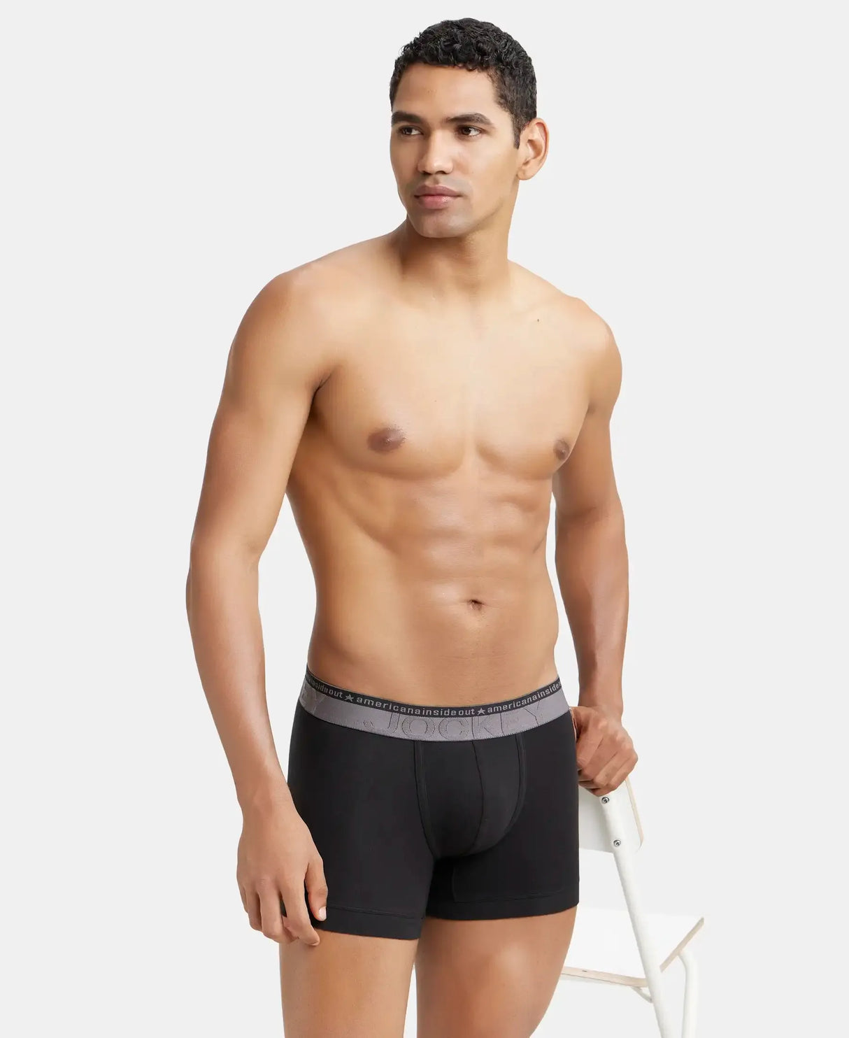 JOCKEY Super Combed Cotton Solid Trunk with Ultrasoft Waistband #US60- Black