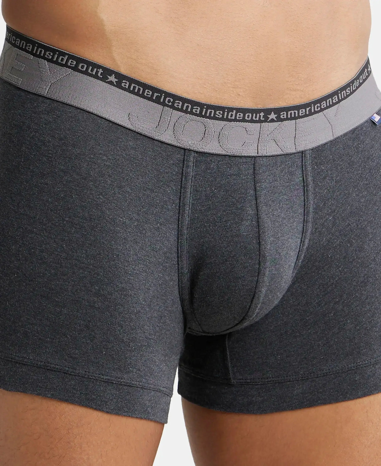 JOCKEY Super Combed Cotton Solid Trunk with Ultrasoft Waistband #US60- Black Melange