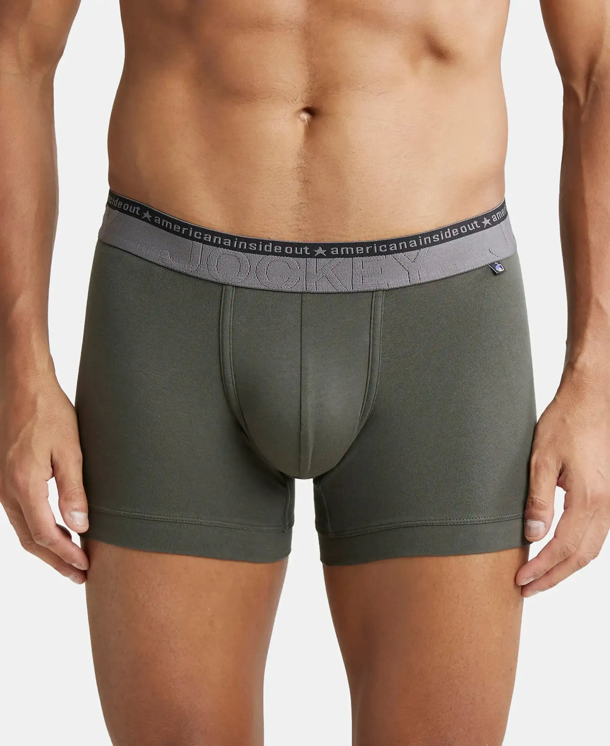 JOCKEY Super Combed Cotton Solid Trunk with Ultrasoft Waistband #US60- Deep Olive