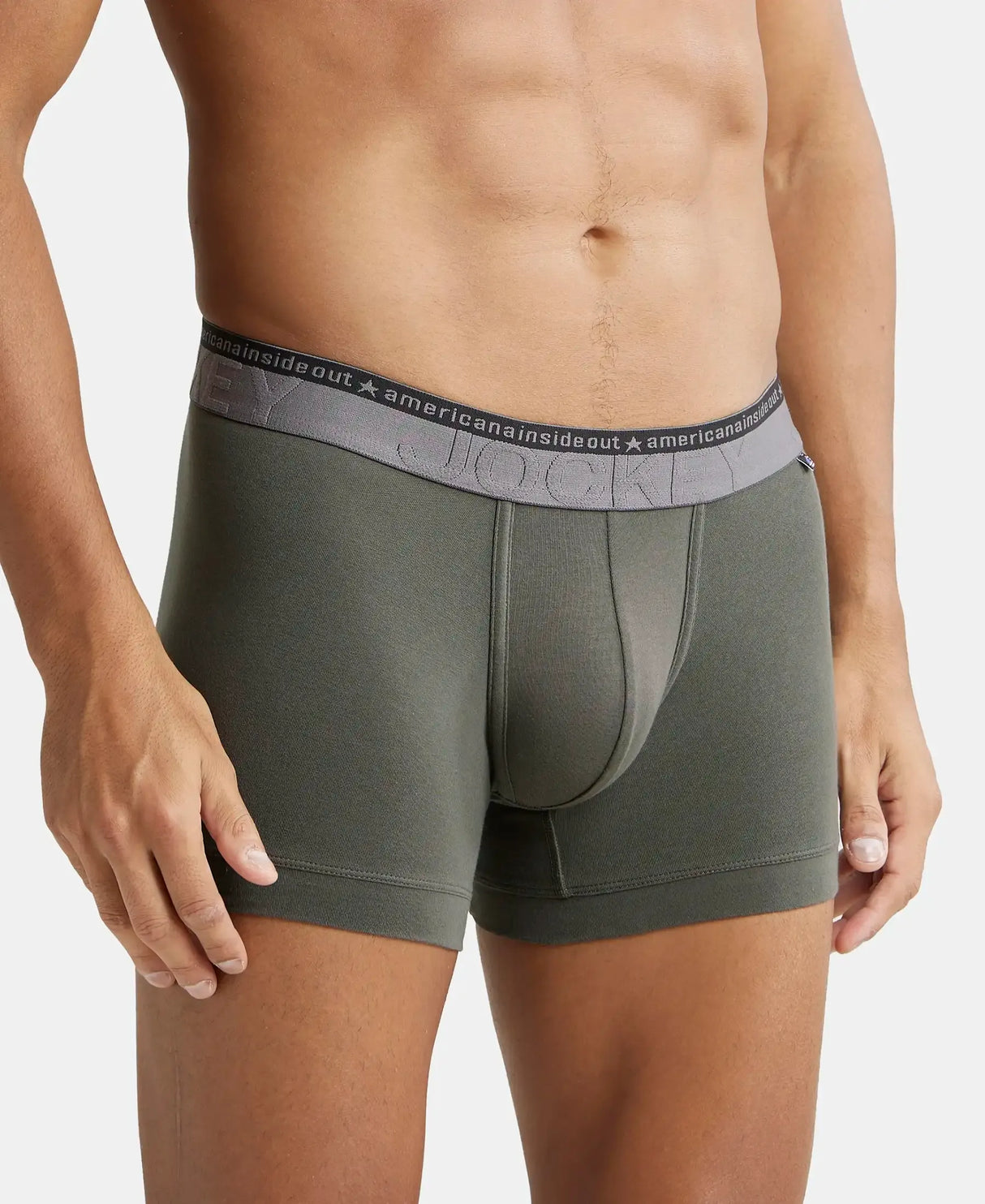 JOCKEY Super Combed Cotton Solid Trunk with Ultrasoft Waistband #US60- Deep Olive