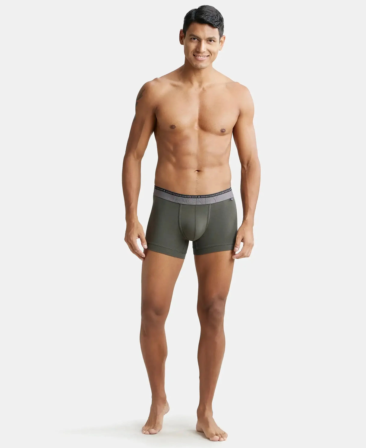 JOCKEY Super Combed Cotton Solid Trunk with Ultrasoft Waistband #US60- Deep Olive