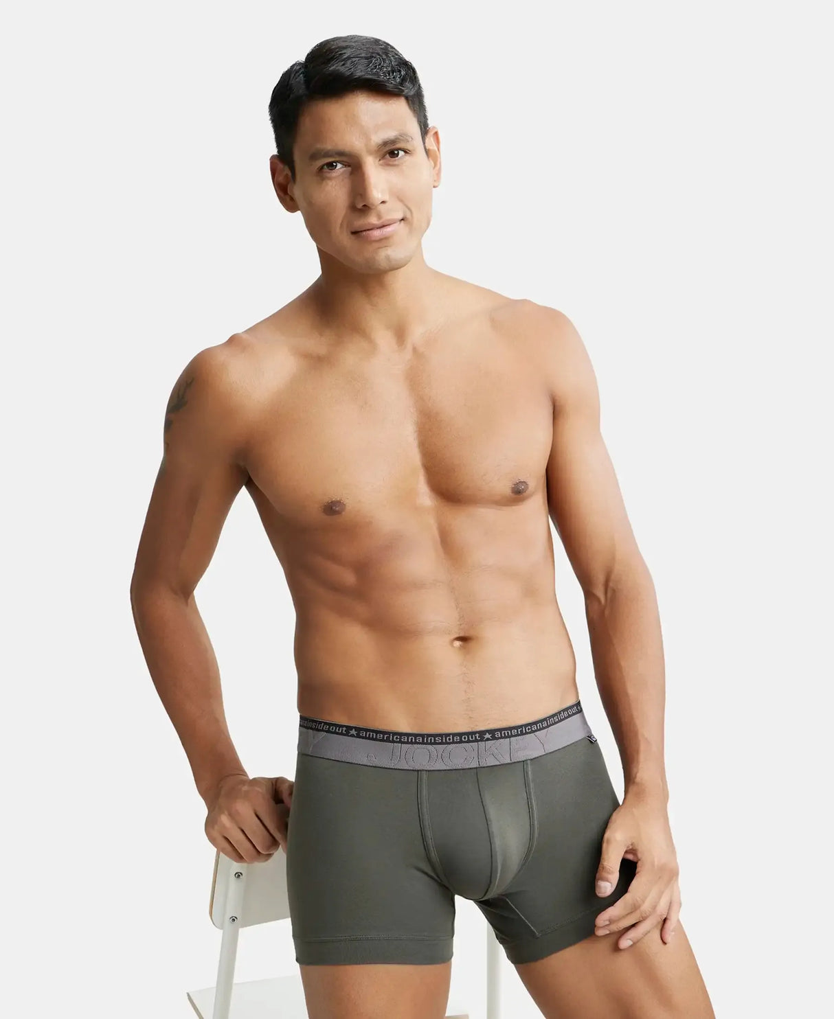 JOCKEY Super Combed Cotton Solid Trunk with Ultrasoft Waistband #US60- Deep Olive