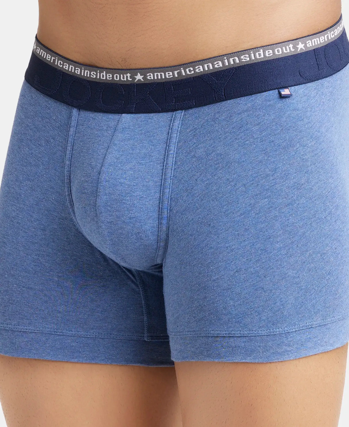 JOCKEY Super Combed Cotton Solid Trunk with Ultrasoft Waistband #US60- Light Denim Melange