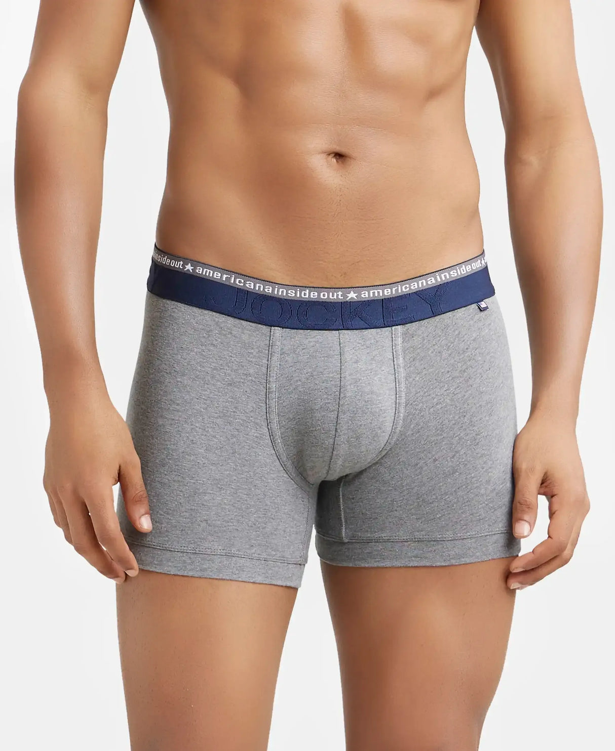 JOCKEY Super Combed Cotton Solid Trunk with Ultrasoft Waistband #US60- Mid Grey Melange