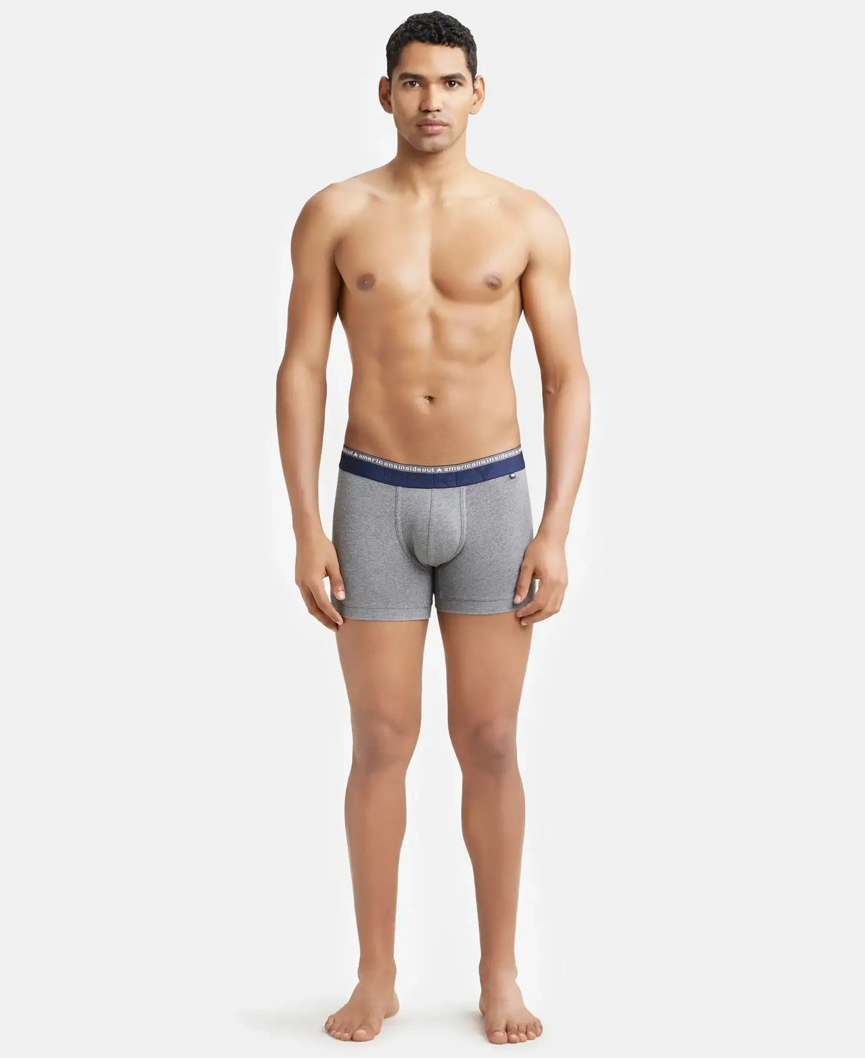 JOCKEY Super Combed Cotton Solid Trunk with Ultrasoft Waistband #US60- Mid Grey Melange