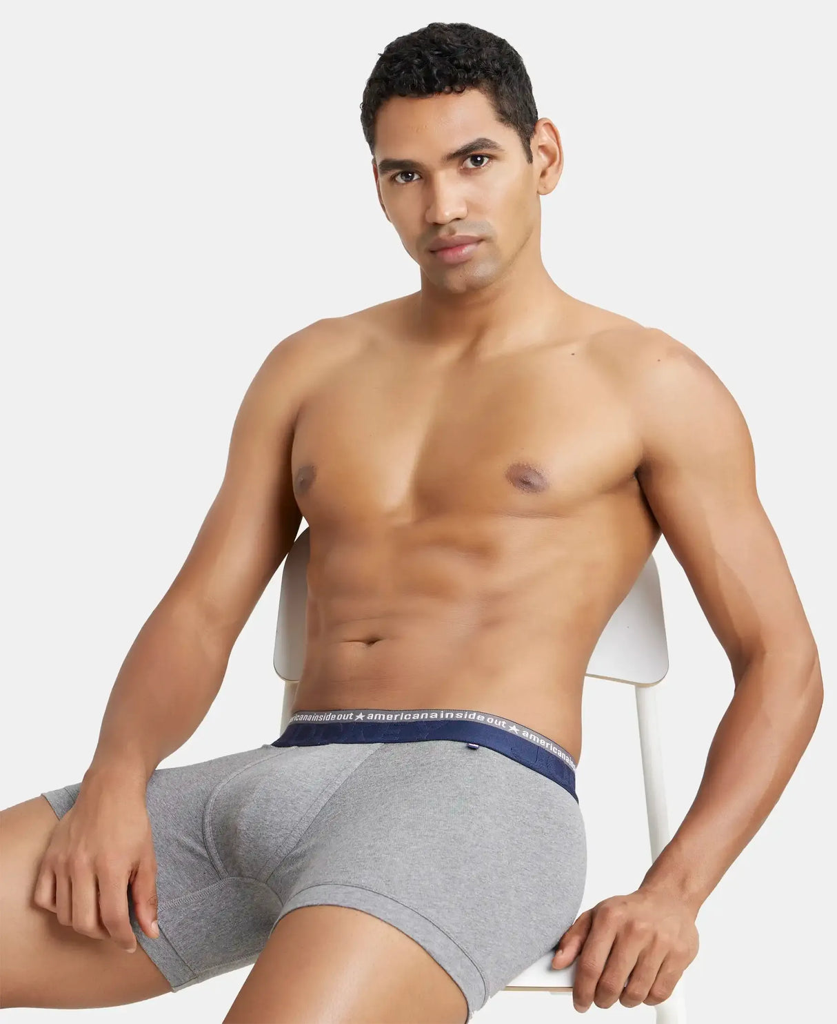 JOCKEY Super Combed Cotton Solid Trunk with Ultrasoft Waistband #US60- Mid Grey Melange