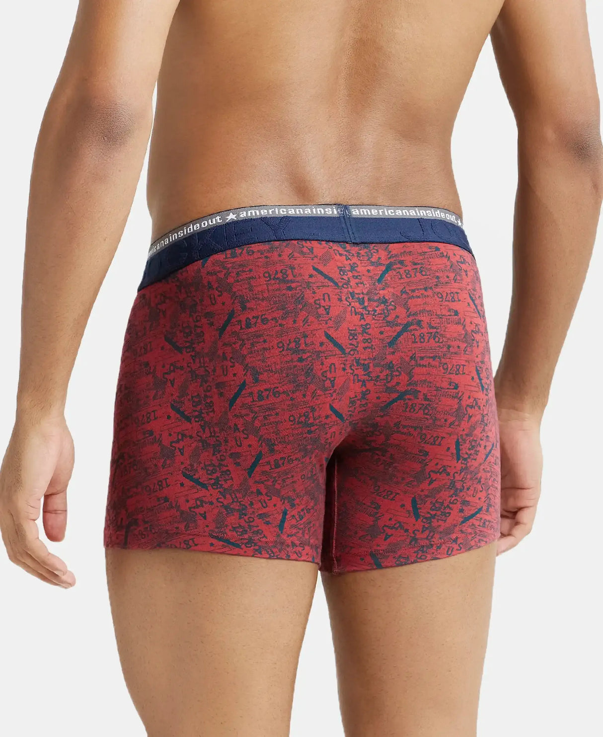 JOCKEY Super Combed Cotton Printed Trunk with Ultrasoft Waistband #US63- Brick Red