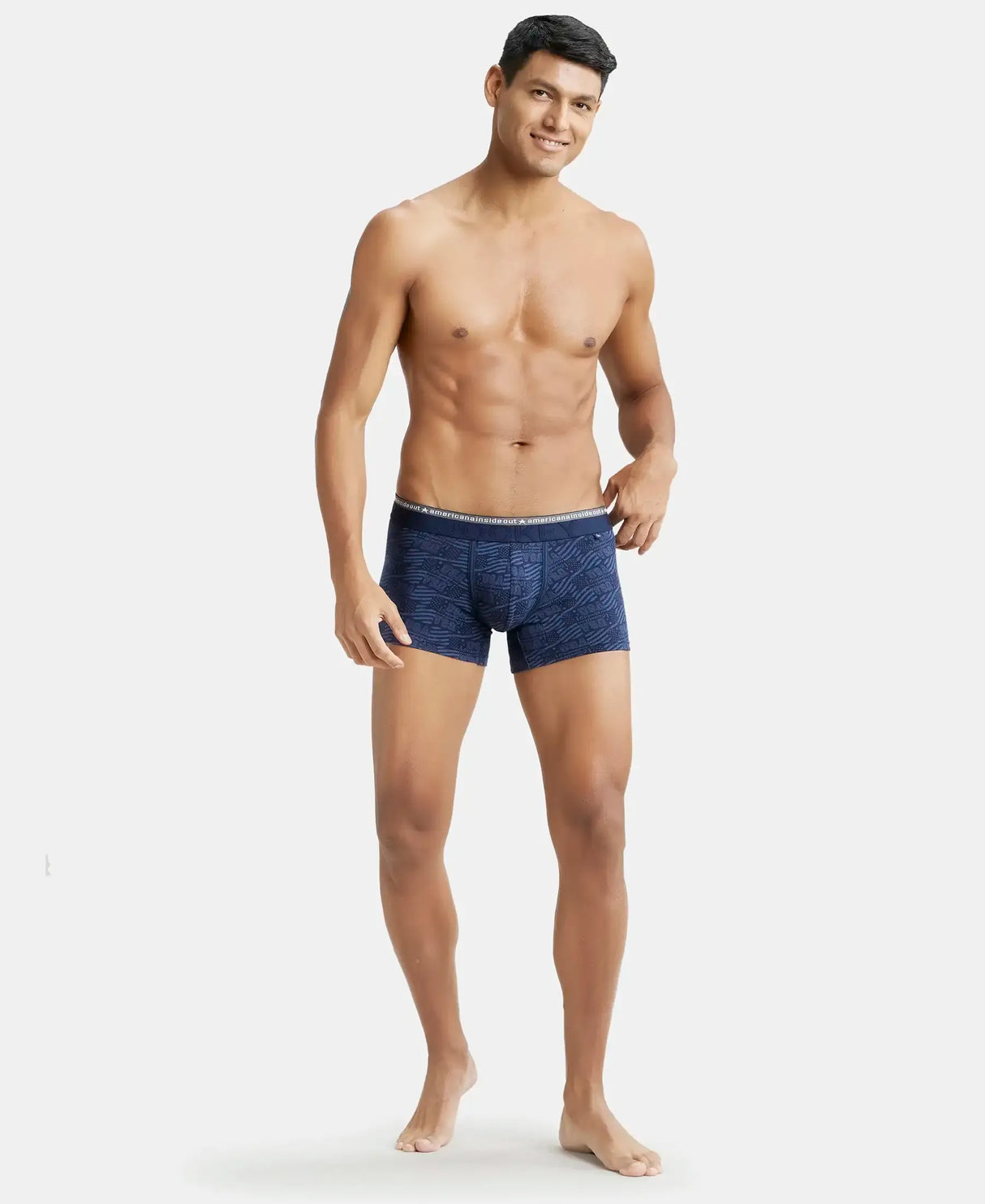 JOCKEY Super Combed Cotton Printed Trunk with Ultrasoft Waistband #US63- Navy