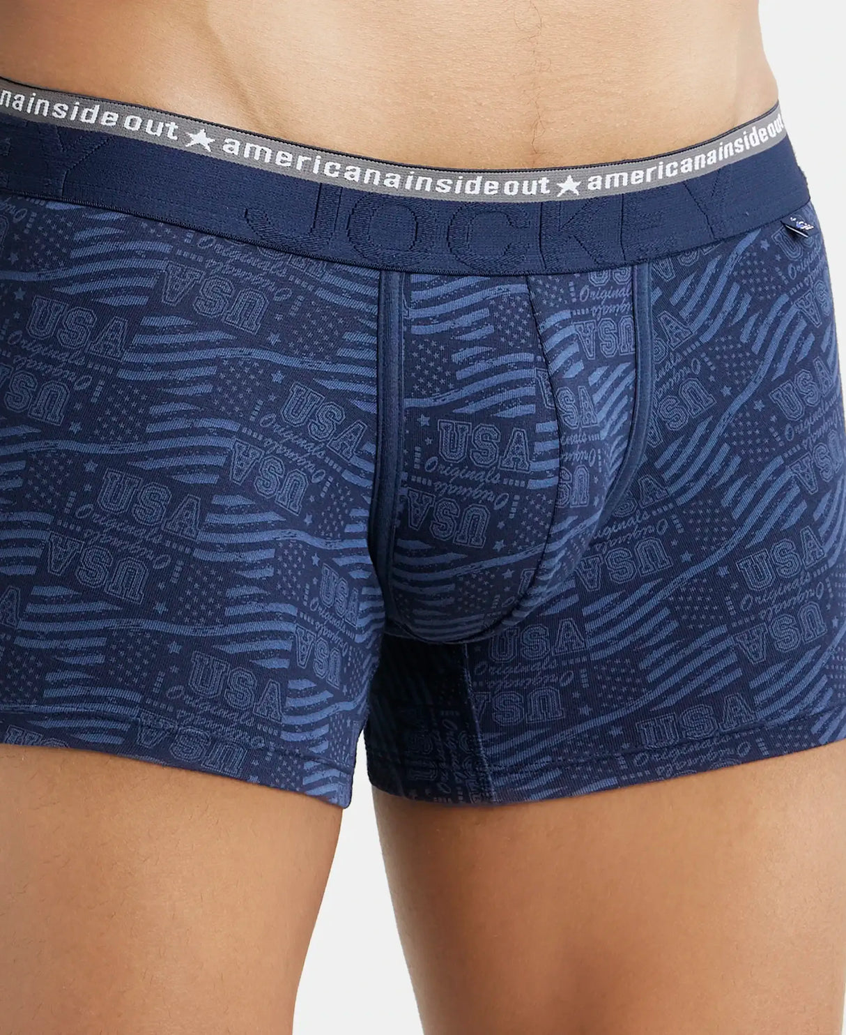 JOCKEY Super Combed Cotton Printed Trunk with Ultrasoft Waistband #US63- Navy