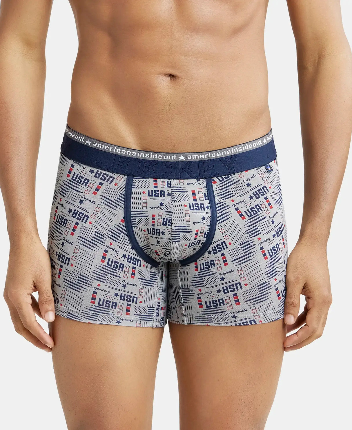 JOCKEY Super Combed Cotton Printed Trunk with Ultrasoft Waistband #US63- Nickle