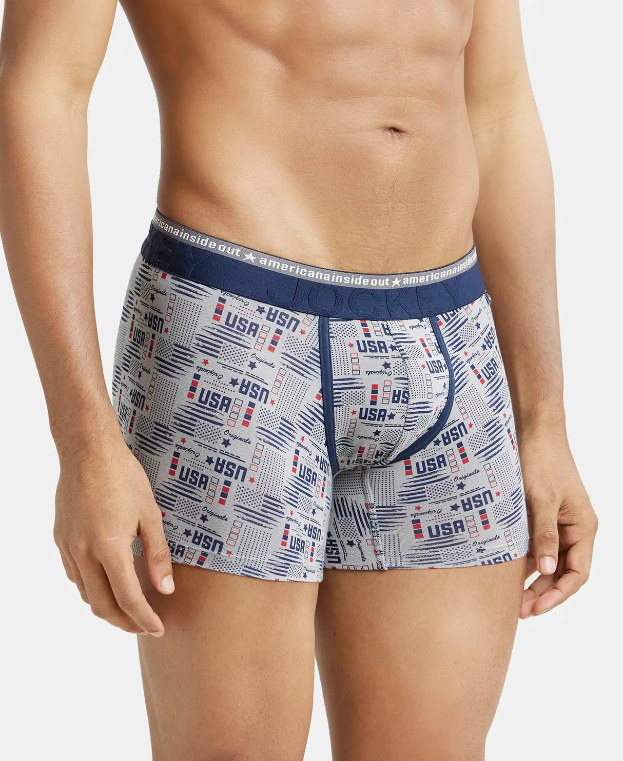 JOCKEY Super Combed Cotton Printed Trunk with Ultrasoft Waistband #US63- Nickle