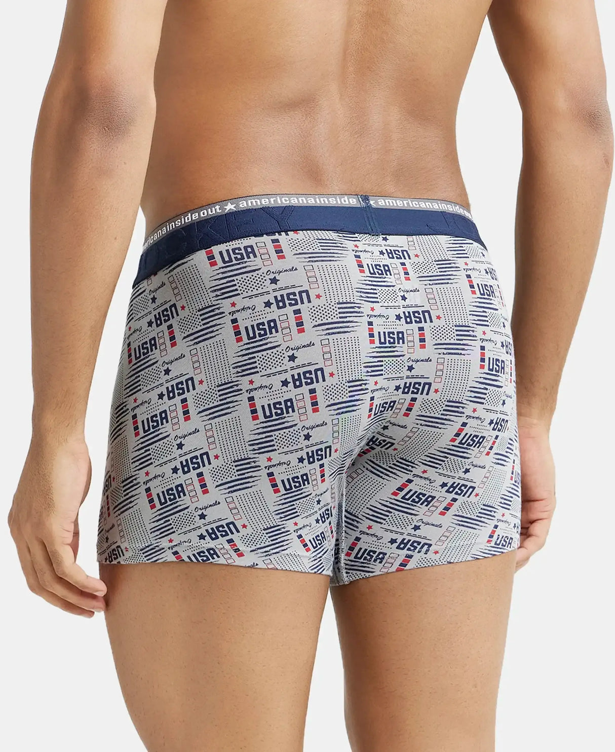 JOCKEY Super Combed Cotton Printed Trunk with Ultrasoft Waistband #US63- Nickle