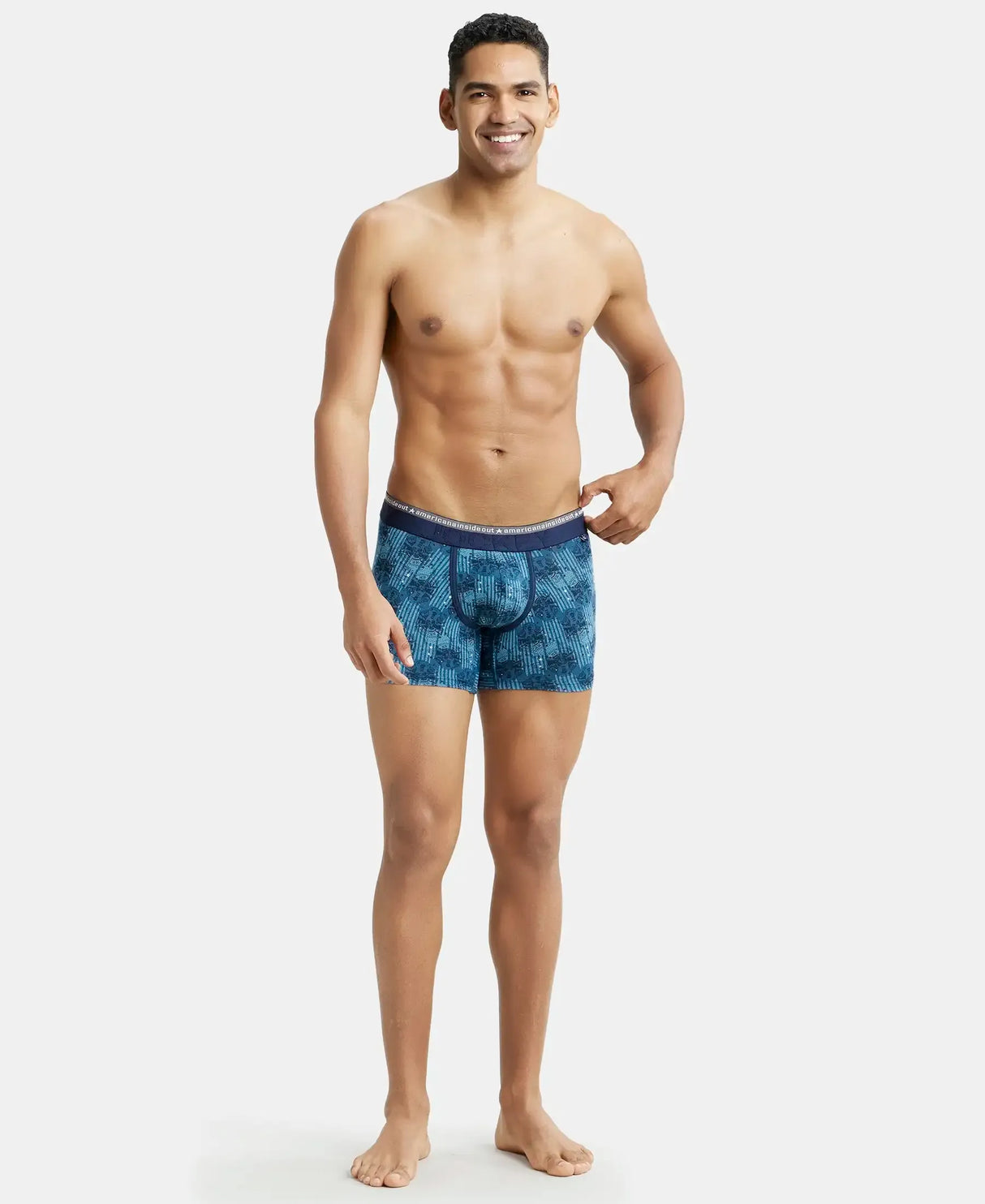 JOCKEY Super Combed Cotton Printed Trunk with Ultrasoft Waistband #US63- Seaport Teal