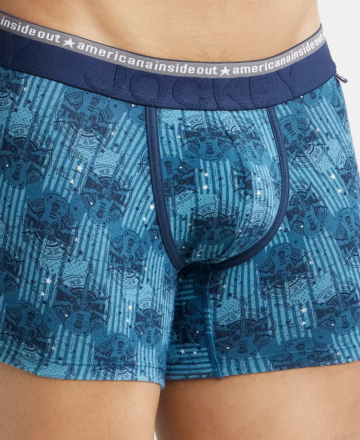 JOCKEY Super Combed Cotton Printed Trunk with Ultrasoft Waistband #US63- Seaport Teal