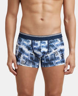 JOCKEY Super Combed Cotton Printed Trunk with Ultrasoft Waistband #US63- White & Navy