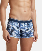 JOCKEY Super Combed Cotton Printed Trunk with Ultrasoft Waistband #US63- White & Navy