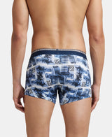 JOCKEY Super Combed Cotton Printed Trunk with Ultrasoft Waistband #US63- White & Navy