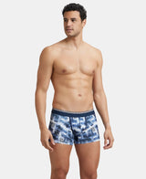 JOCKEY Super Combed Cotton Printed Trunk with Ultrasoft Waistband #US63- White & Navy