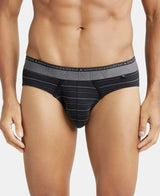 JOCKEY Super Combed Cotton Stripe Brief with Ultrasoft Waistband #US67- Black