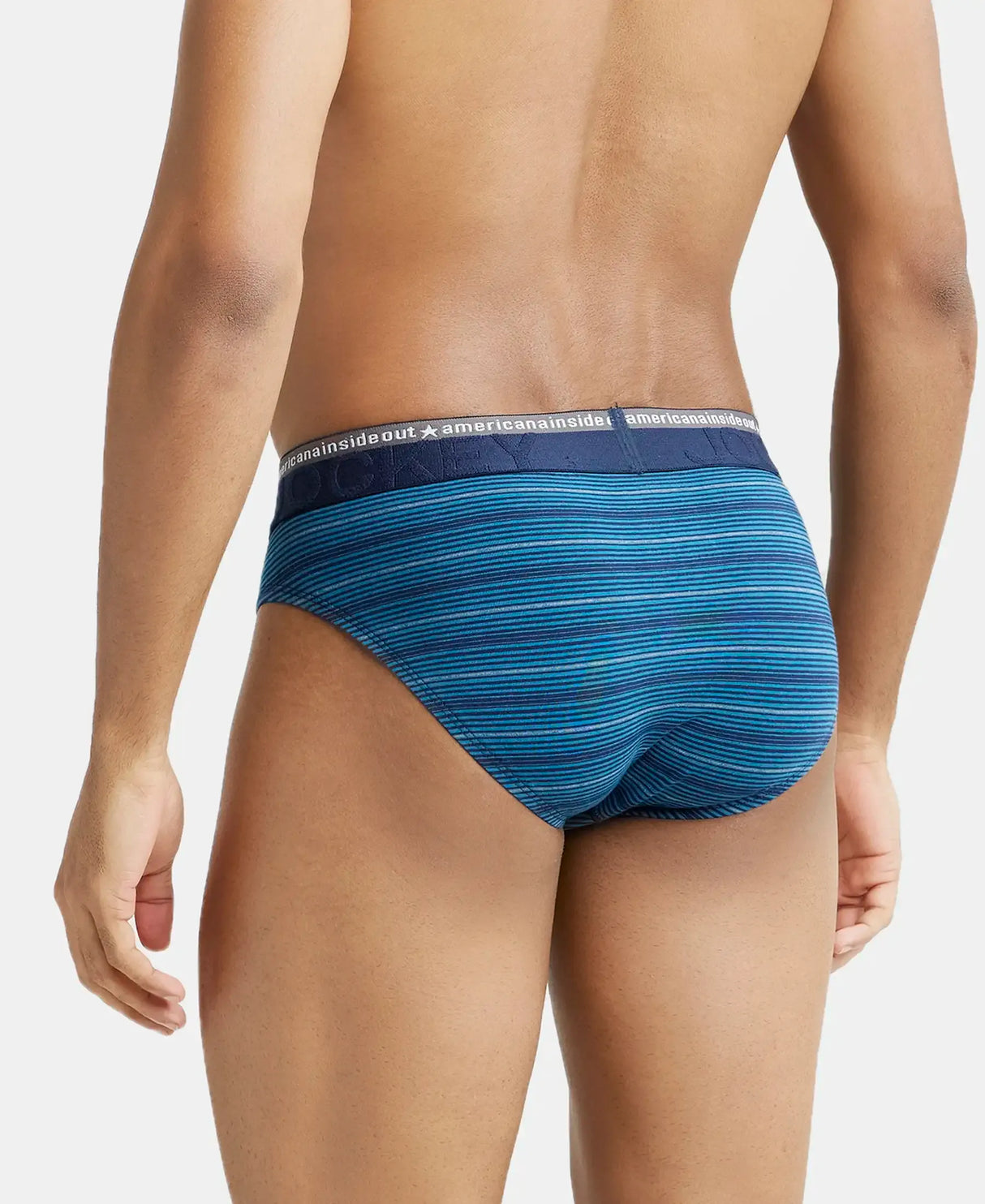 JOCKEY Super Combed Cotton Stripe Brief with Ultrasoft Waistband #US67- Celestial