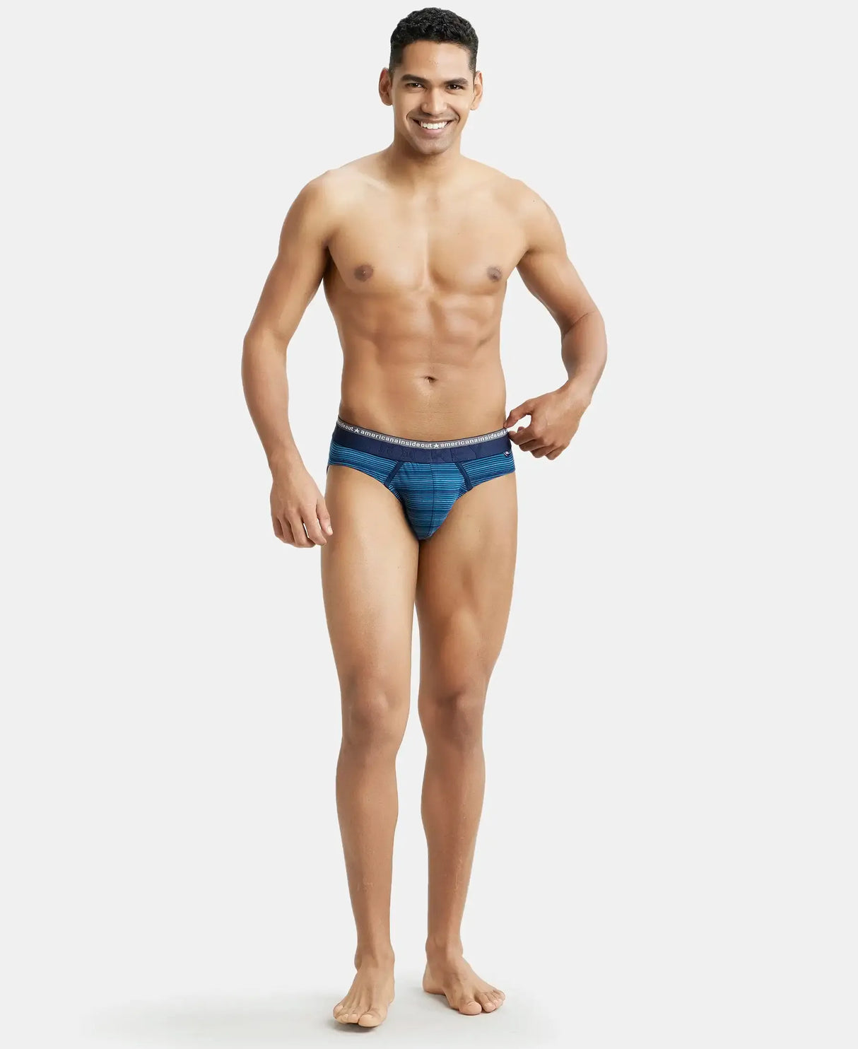 JOCKEY Super Combed Cotton Stripe Brief with Ultrasoft Waistband #US67- Celestial