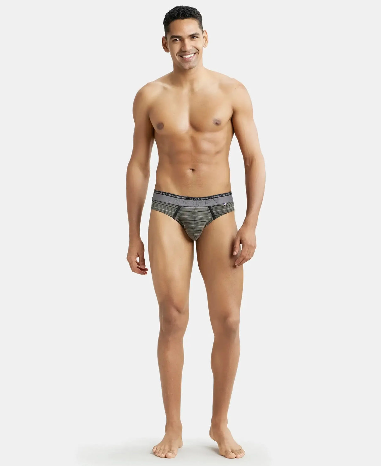 JOCKEY Super Combed Cotton Stripe Brief with Ultrasoft Waistband #US67- Deep Olive