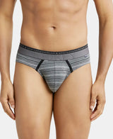 JOCKEY Super Combed Cotton Stripe Brief with Ultrasoft Waistband #US67- Mid Grey Melange