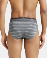 JOCKEY Super Combed Cotton Stripe Brief with Ultrasoft Waistband #US67- Mid Grey Melange