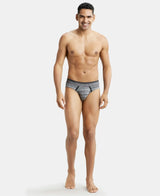 JOCKEY Super Combed Cotton Stripe Brief with Ultrasoft Waistband #US67- Mid Grey Melange