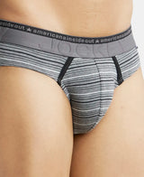 JOCKEY Super Combed Cotton Stripe Brief with Ultrasoft Waistband #US67- Mid Grey Melange