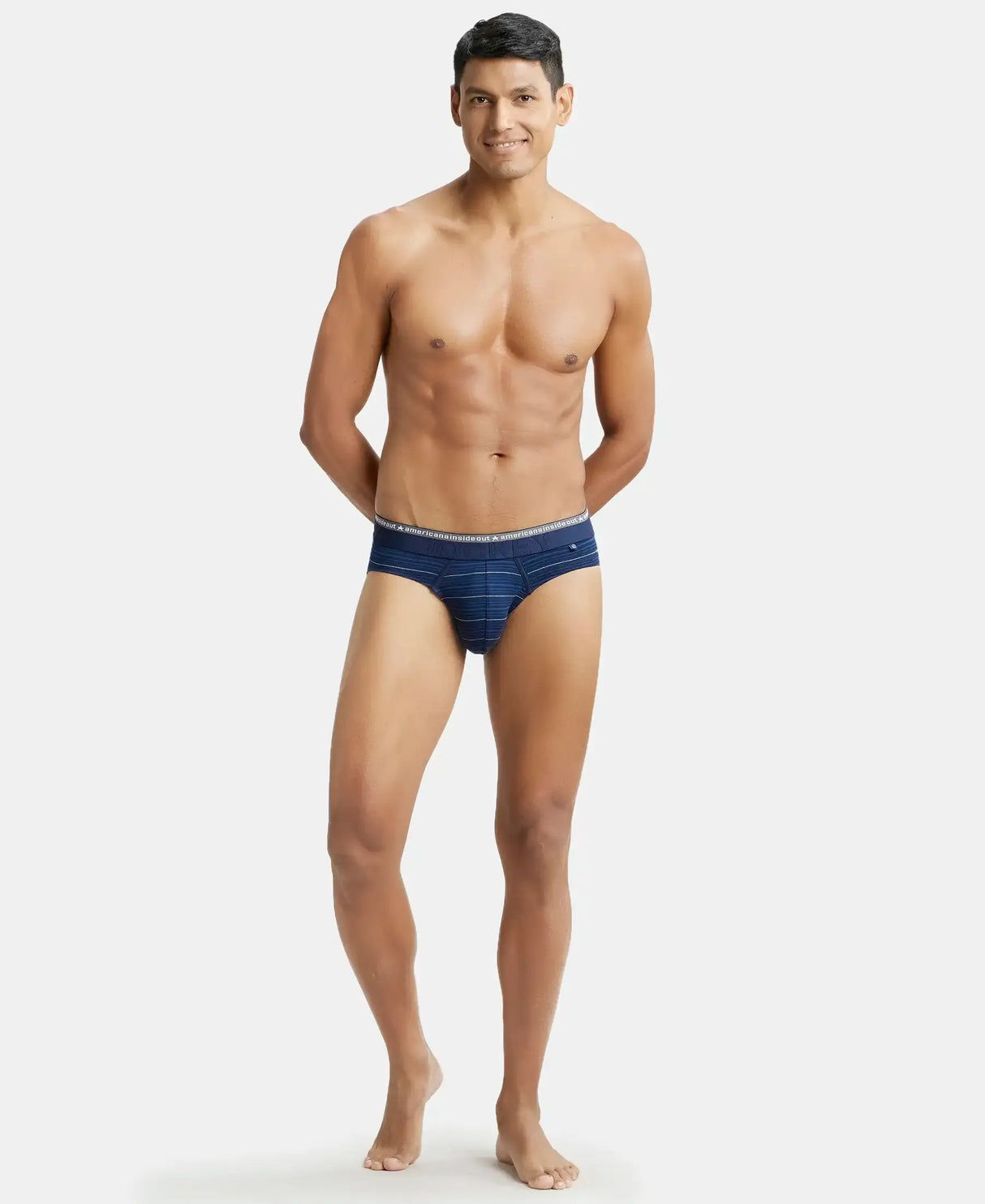 JOCKEY Super Combed Cotton Stripe Brief with Ultrasoft Waistband #US67- Navy