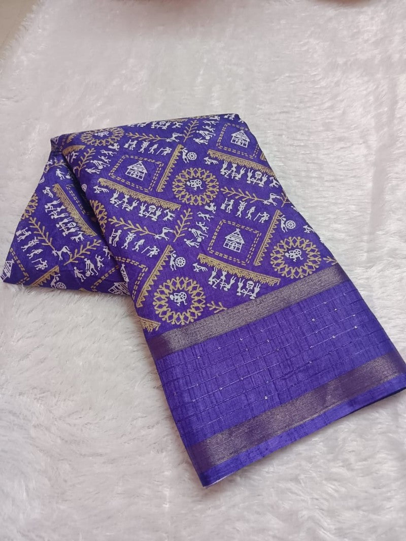 RADHIA - Dola Silk Printed Saree - Violet