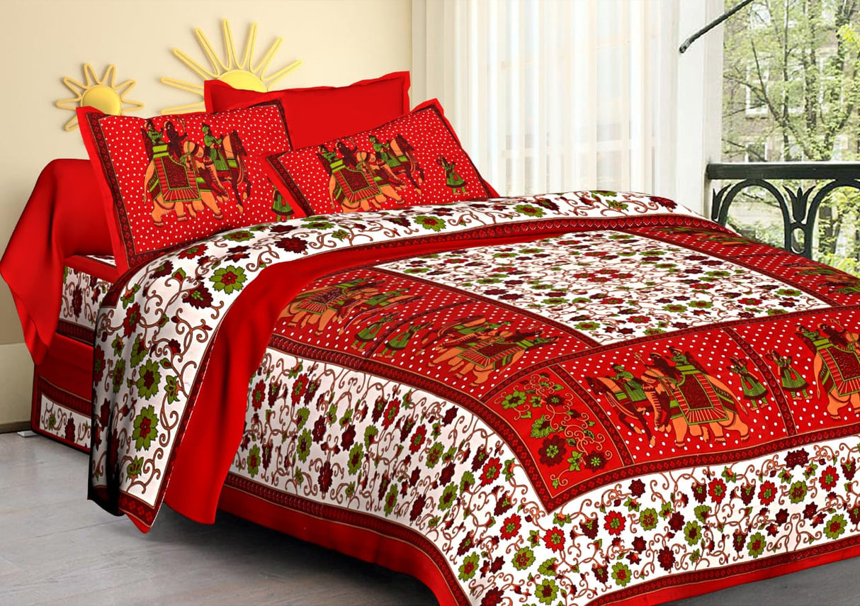 Cotton Blend Printed Double Bedsheet